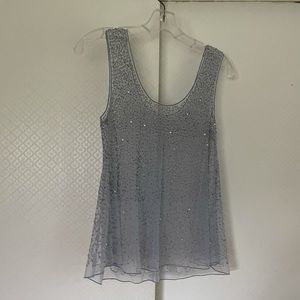Sheer Beaded Tank Top